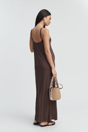 Designer Maternity Ribbed Maxi Dress (Chocolate) 8