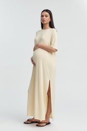 Designer Maternity T-Shirt Maxi Dress (Lemon) 4