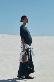 Designer Maternity T-Shirt Maxi Dress (Navy) 11