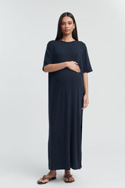 Designer Maternity T-Shirt Maxi Dress (Navy) 2