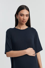 Designer Maternity T-Shirt Maxi Dress (Navy) 3