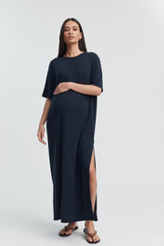 Designer Maternity T-Shirt Maxi Dress (Navy) 4