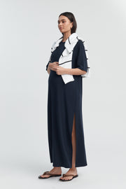 Designer Maternity T-Shirt Maxi Dress (Navy) 5