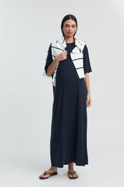 Designer Maternity T-Shirt Maxi Dress (Navy) 6