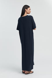 Designer Maternity T-Shirt Maxi Dress (Navy) 7