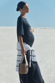 Designer Maternity T-Shirt Maxi Dress (Navy) 8