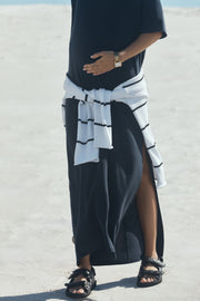 Designer Maternity T-Shirt Maxi Dress (Navy) 9