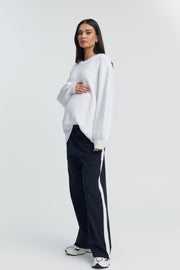 Designer Maternity Track Pant (Navy with White) 1