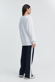 Designer Maternity Track Pant (Navy with White) 5