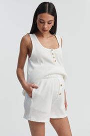 Designer Maternity Waffle PJ Shorts (White) 2