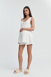 Designer Maternity Waffle PJ Shorts (White) 4