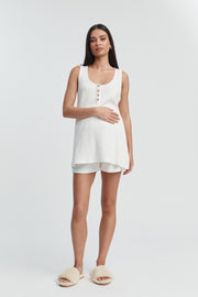 Designer Waffle Maternity PJ Tank (White) 6