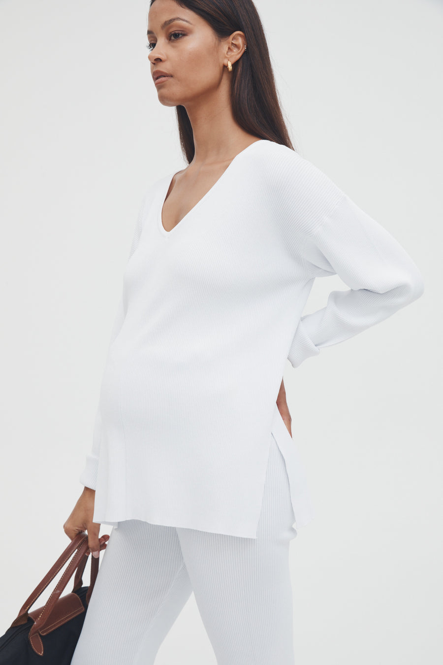 Luxury Maternity Rib Top (White) 3