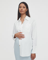 Maternity Linen Shirt (White) 5