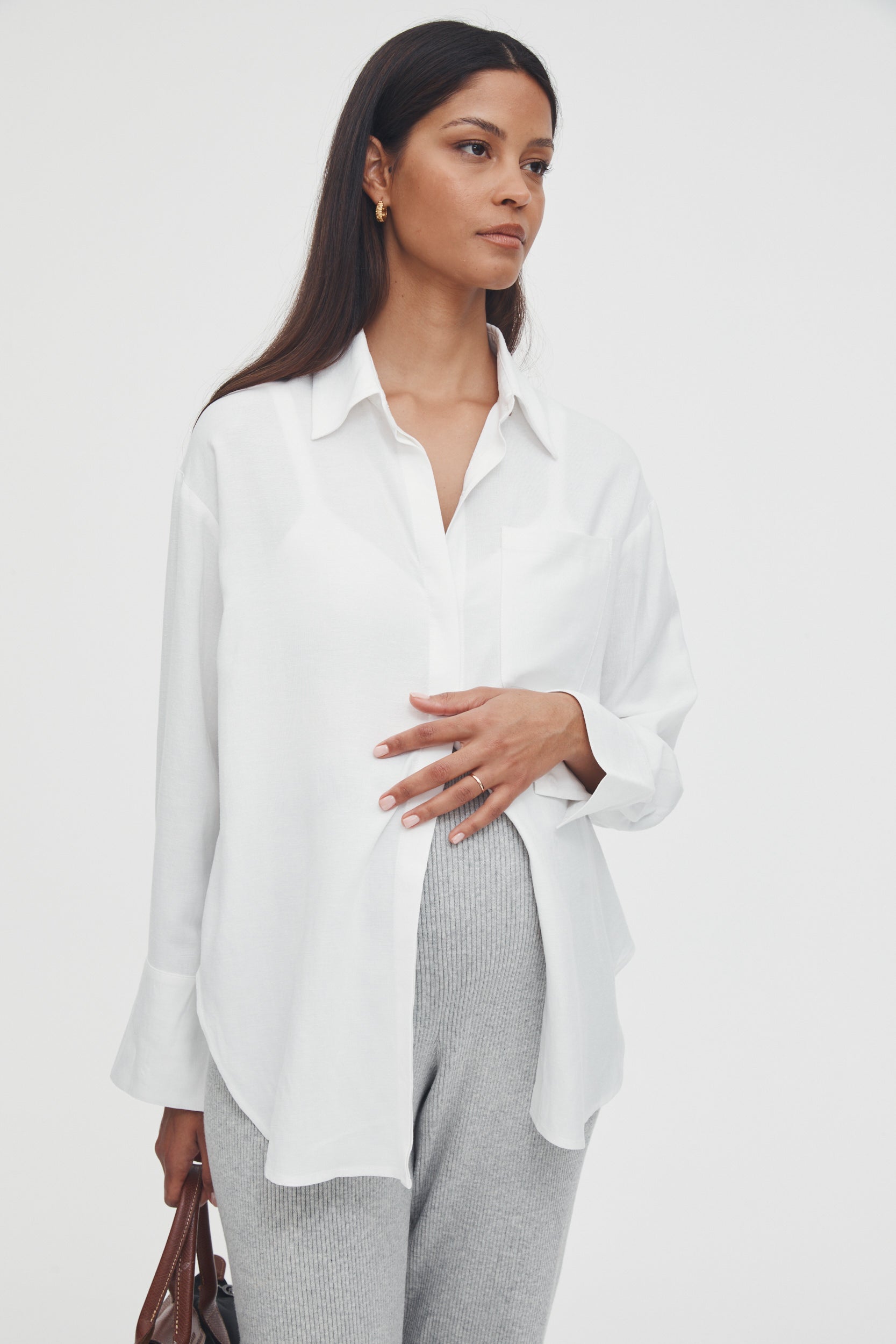 Maternity Linen Shirt (White) 3