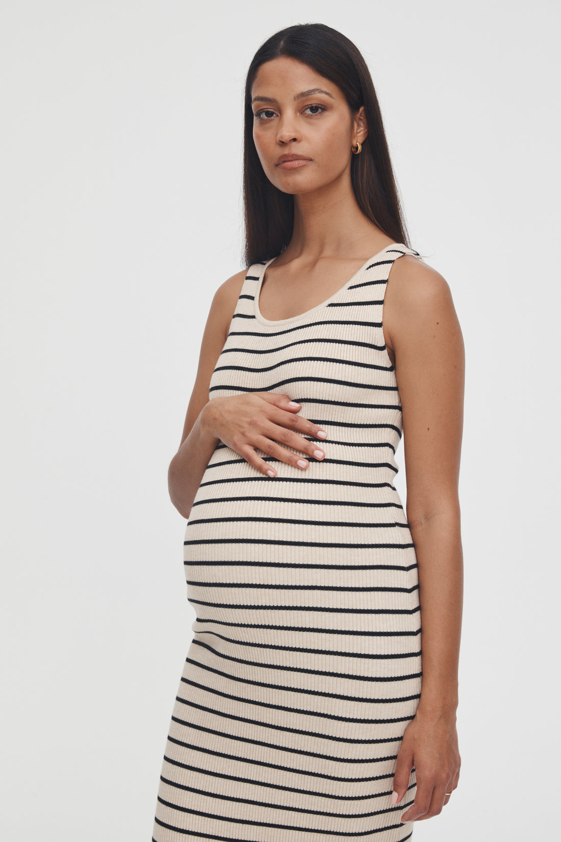 Stripe Maternity Knit Midi Dress For Baby Shower LÉGOE HERITAGE