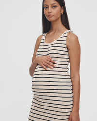 Stretchy Rib Knit Maternity Dress (Stripe) 5