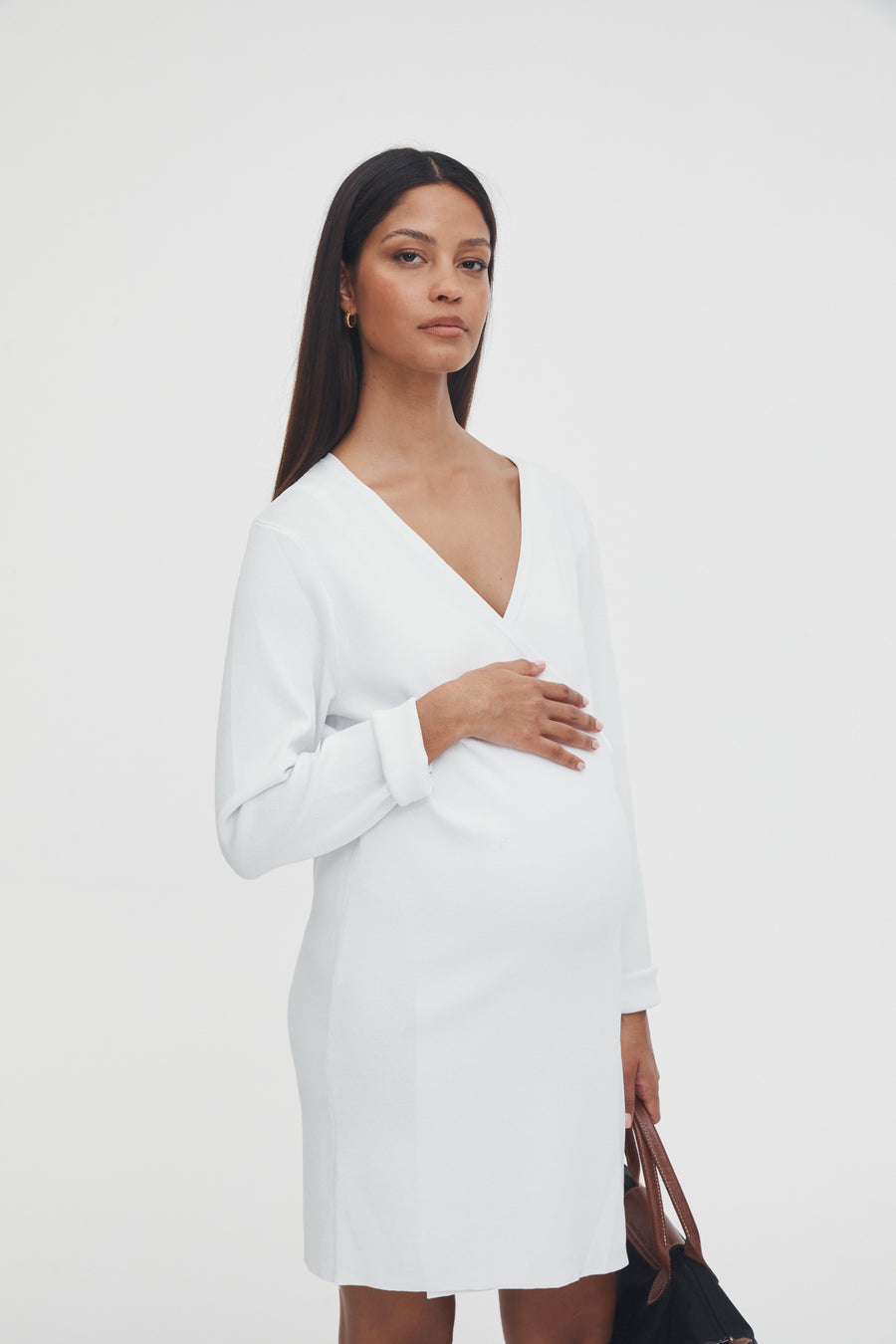 Luxury Maternity Wrap Dress (White) 2