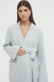 Maternity Waffle Robe (Dusty Blue) 2