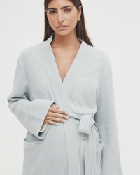 Maternity Waffle Robe (Dusty Blue) 2