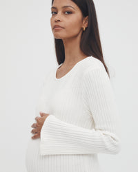Maternity Resort Knit Dress (White) 3