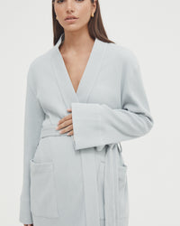 Maternity Waffle Robe (Dusty Blue) 4