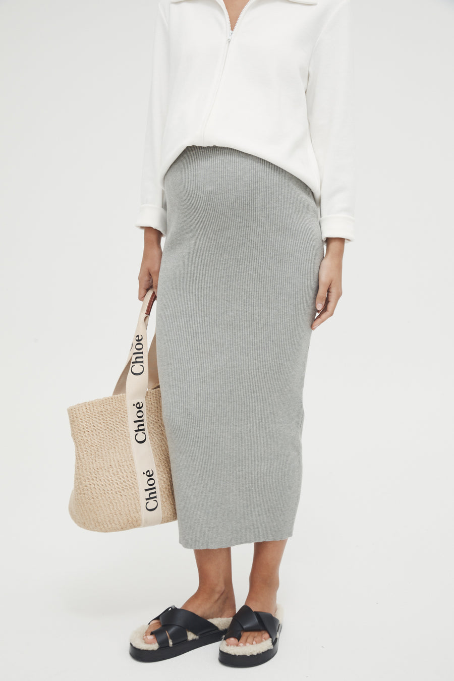 Maternity Knit Maxi Skirt (Grey) 3