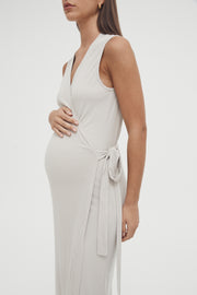 Maternity Wrap Dress (Stone) 4
