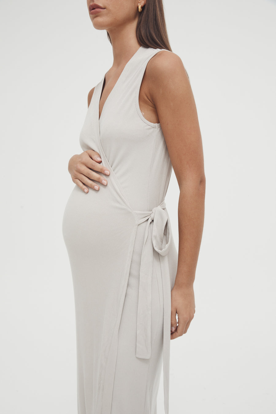 Maternity Wrap Dress (Stone) 4