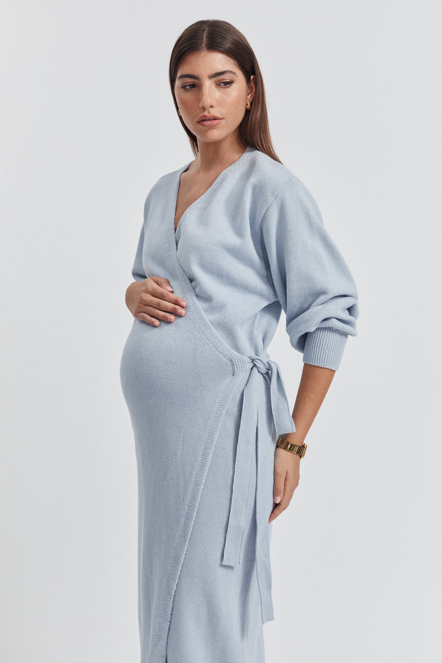 Maternity Wrap Dress (Cornflower) 3