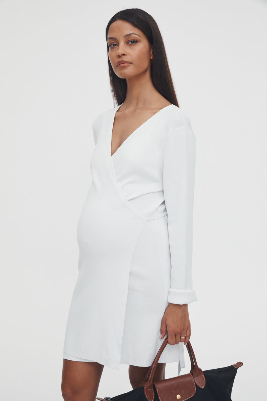 Luxury Maternity Wrap Dress (White) 3