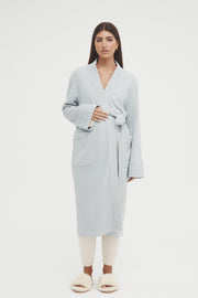 Maternity Waffle Robe (Dusty Blue) 6
