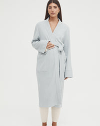 Maternity Waffle Robe (Dusty Blue) 6