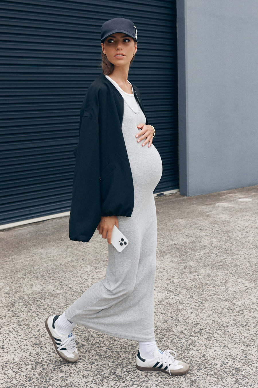 Double Layer Maternity Tank Dress (Grey/White) 1