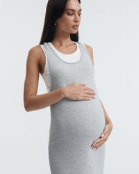 Double Layer Maternity Tank Dress (Grey/White) 2