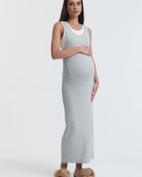 Double Layer Maternity Tank Dress (Grey/White) 6