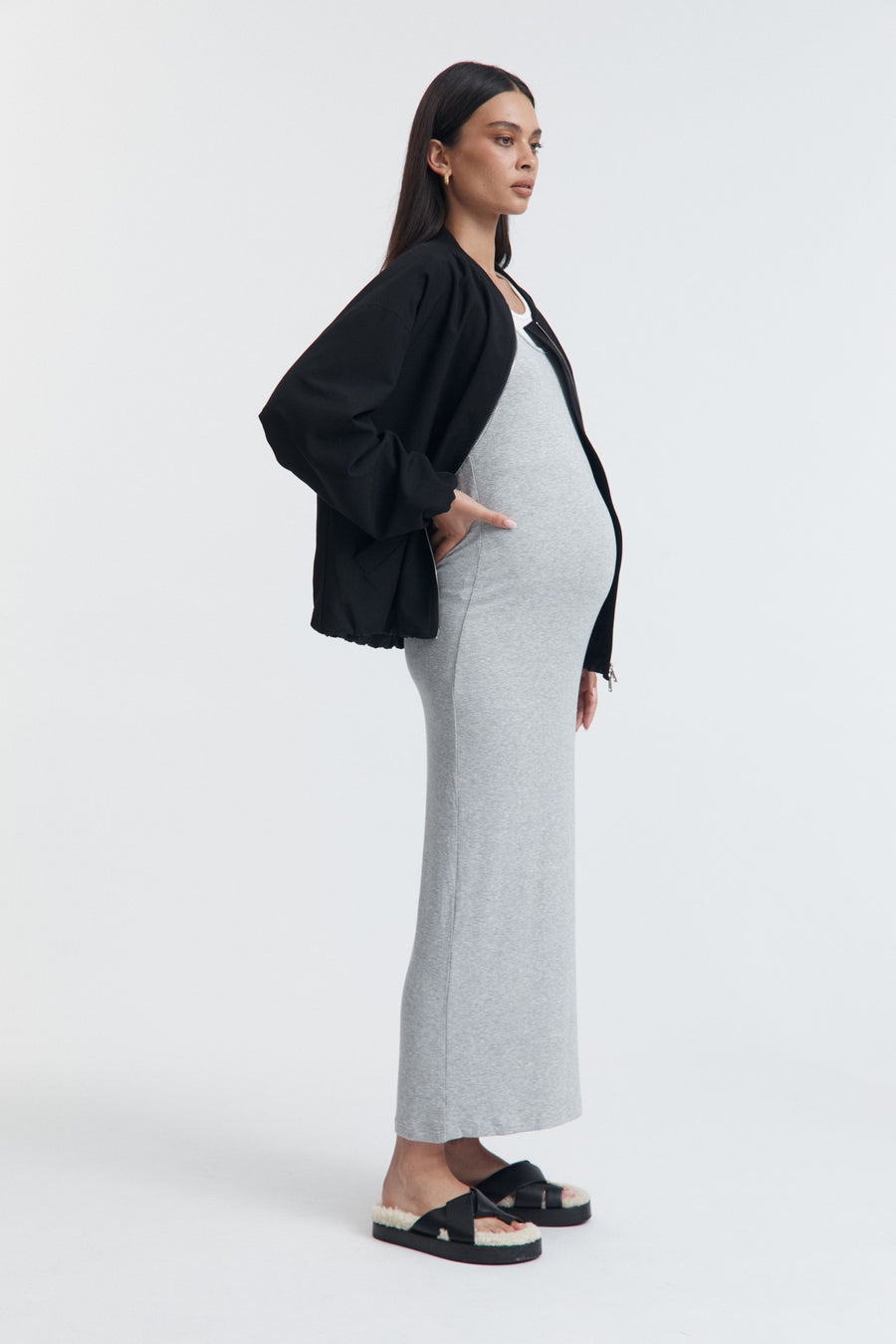 Double Layer Maternity Tank Dress (Grey/White) 8
