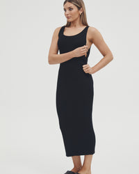 Stretchy Rib Knit Maternity Dress (Black) 6