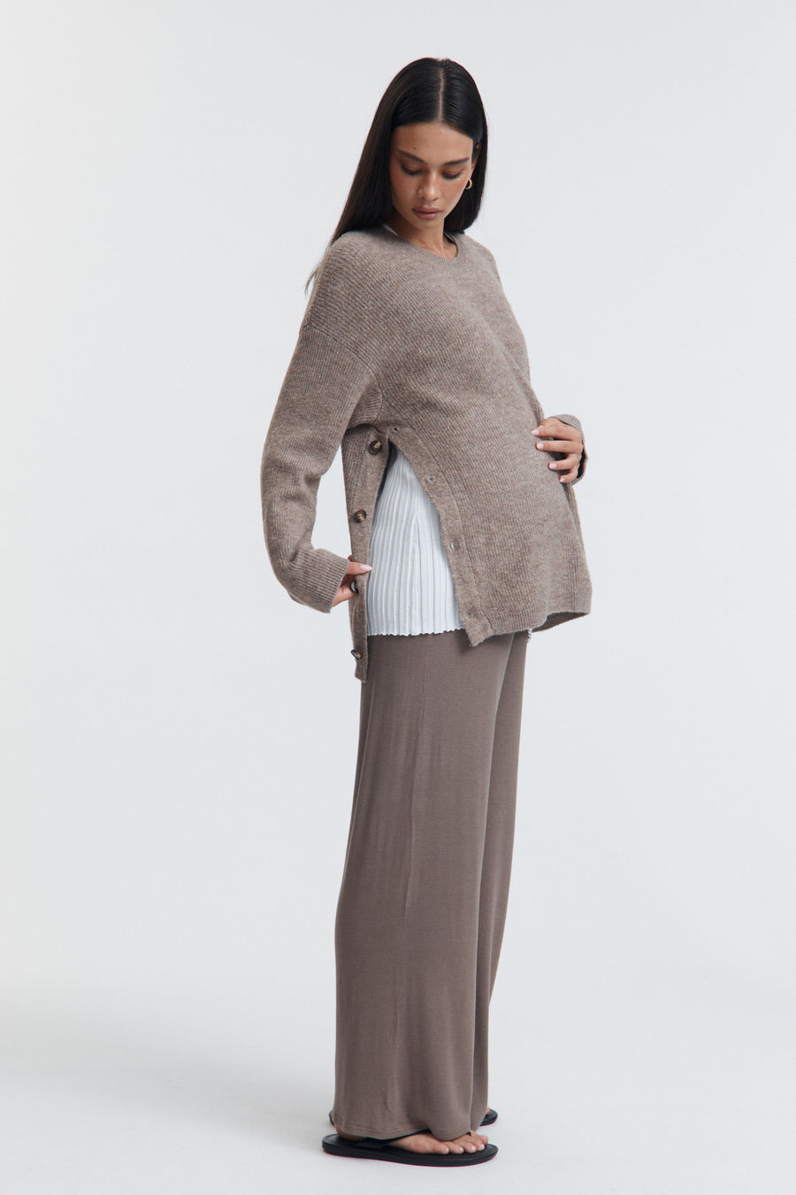 Fluffy Maternity Jumper (Cacao) 8