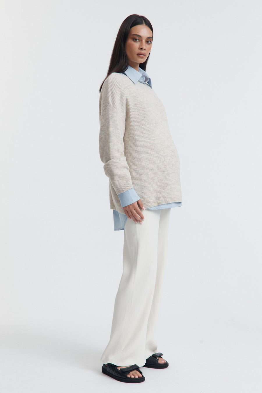 Fluffy Maternity Jumper (Sand) 11