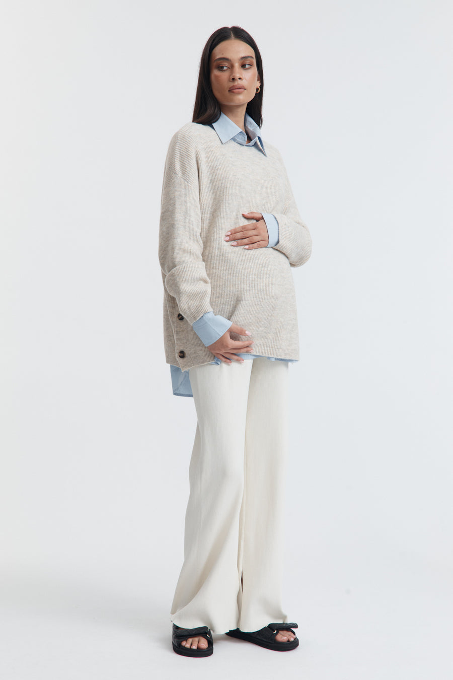 Fluffy Maternity Jumper (Sand) 6