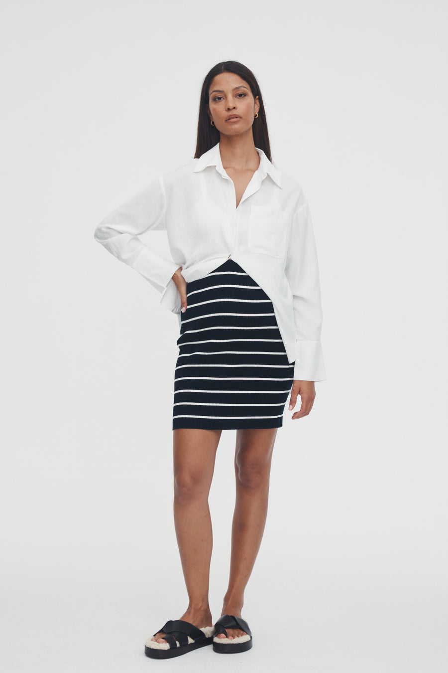 Stretchy Maternity Skirt (Stripe) 5