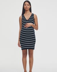 Summer Maternity Dress (Navy Stripe) 4