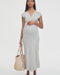Maternity Wrap Dress (Grey Marle) 4