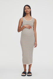 Stretchy Rib Knit Maternity Dress (Stripe) 4