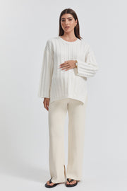Maternity Cable Knit Jumper (White) 7