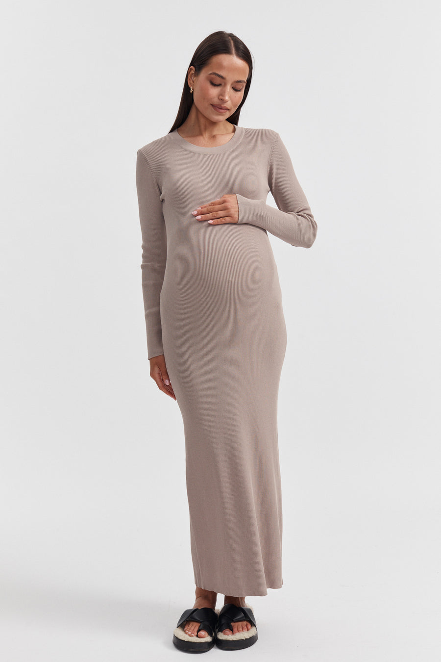 Stylish Maternity Event Dress (Mocha) 4