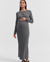 Ribbed Maternity Maxi Dress (Charcoal) 5