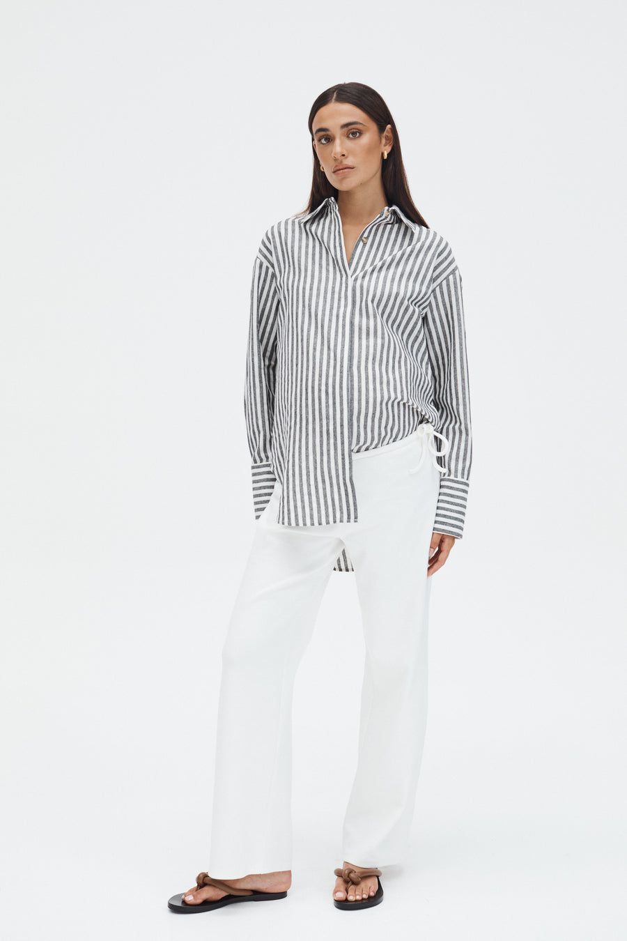 Maternity Linen Shirt (Stripe) 2
