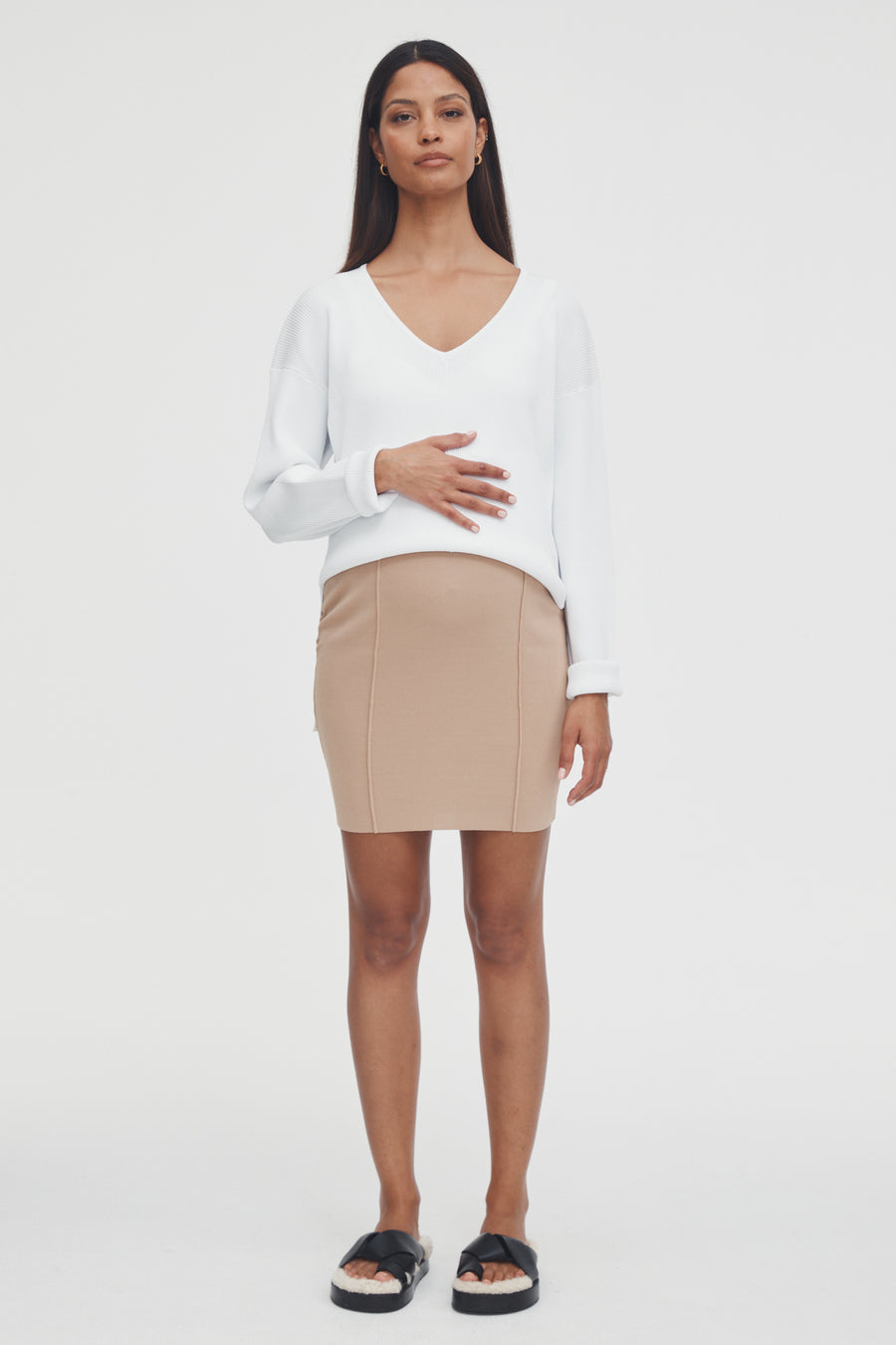 Maternity Work Skirt (Sand) 2